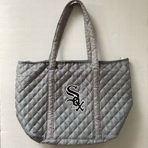 Chicago White Sox Blinged Gray Quilted Tote Bag